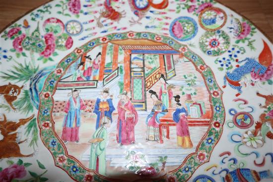 A Chinese famille rose dish, Daoguang period and a Republic period box dish diameter 35cm